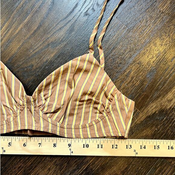 DISSH | Women's Striped Cami Cropped Bralette Crop Top Brown Yellow Size US 2 - Picture 6 of 6